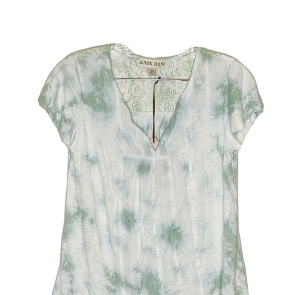 Brand New Women's Short Sleeve V-Neck Tie-Dye T-Shirt - Knox Rose Green S - Picture 2 of 3